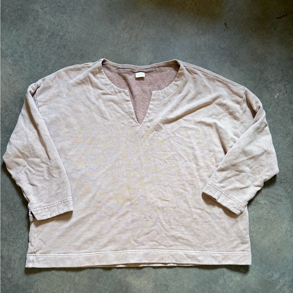 Poetry Boxy V-Neck Pullover Sweater Hemp Cotton Mix Size US 18